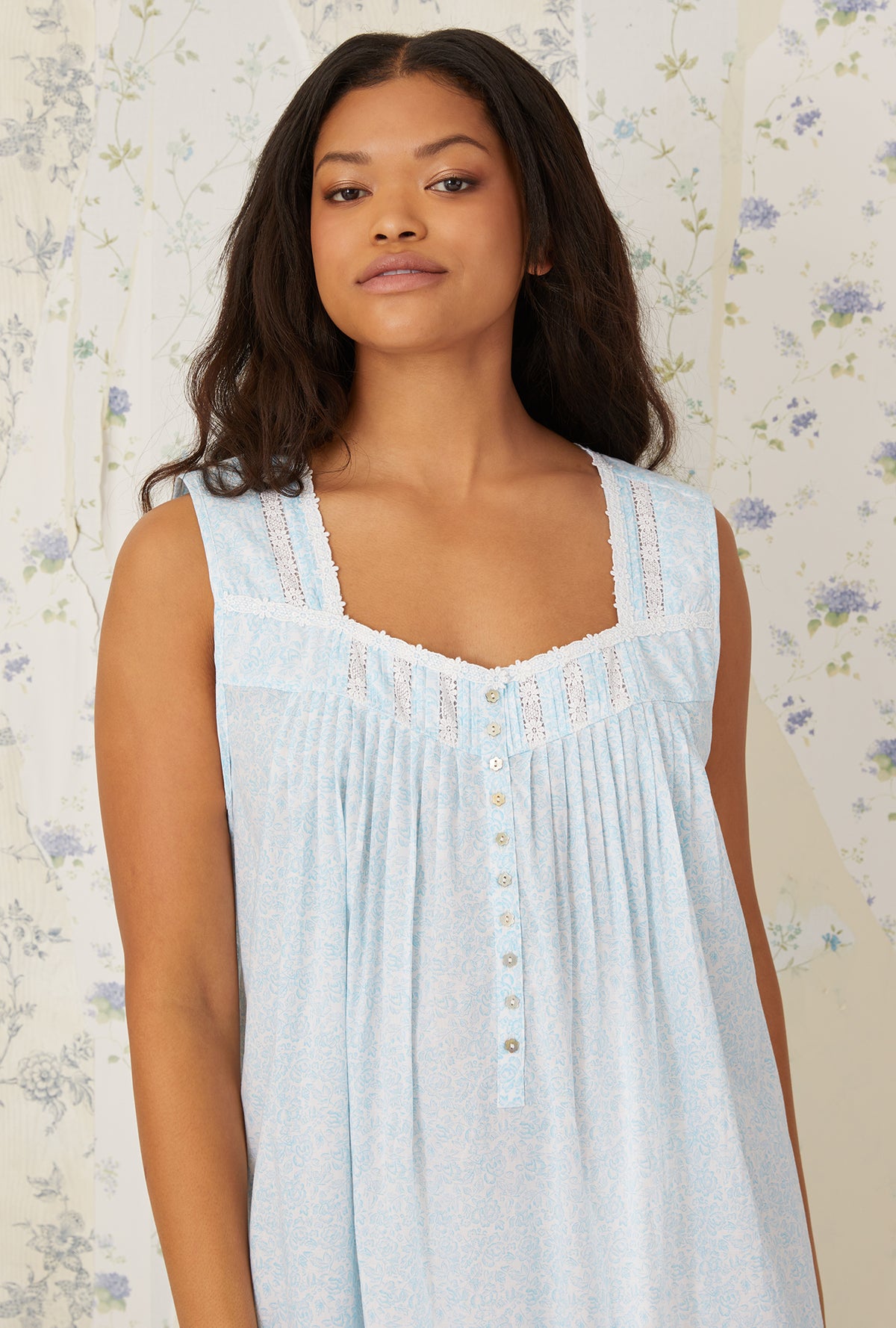 Ocean Floral Cotton &quot;Eileen&quot; Nightgown