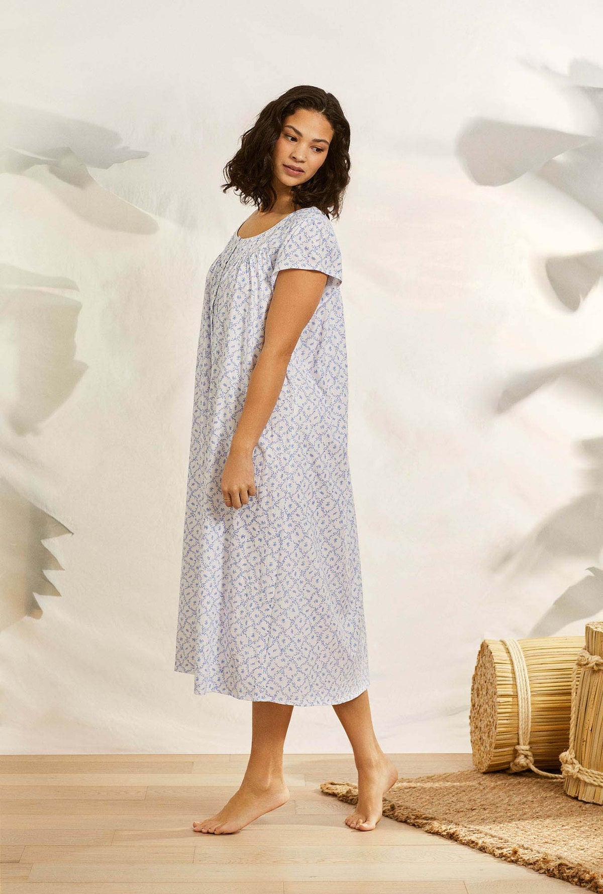 Rose Diamond Long Knit Cotton Nightgown